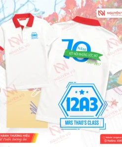 Áo kỷ niệm 10 năm ra trường in logo và slogan lớp sắc nét, bền màu
