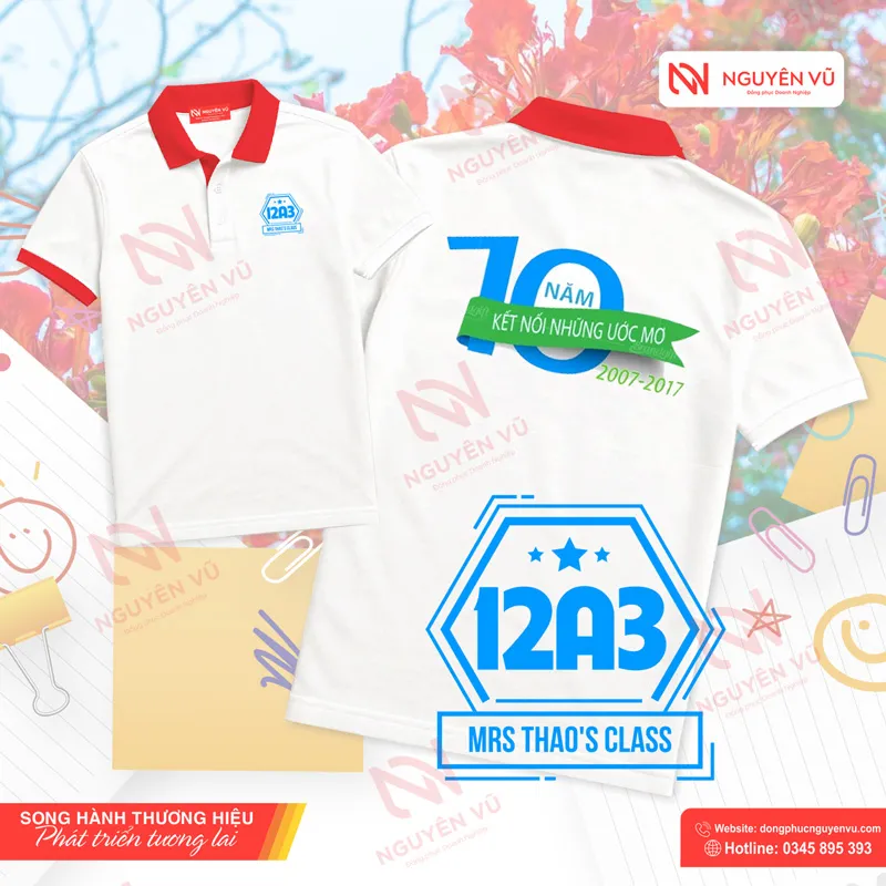 ao-ky-niem-10-nam-in-logo-slogan Áo kỷ niệm 10 năm ra trường in logo và slogan lớp sắc nét, bền màu