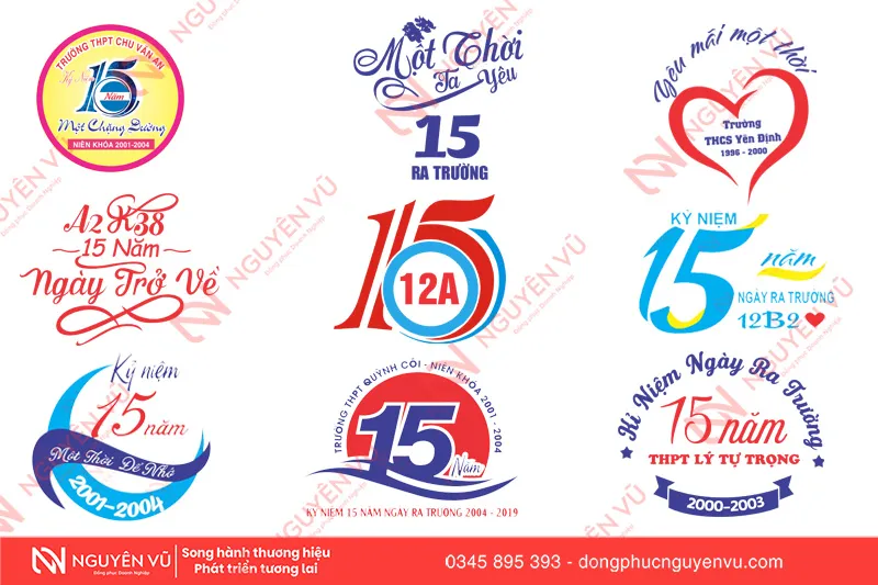 Logo áo kỷ niệm 15 năm ra trường thiết kế theo yêu cầu