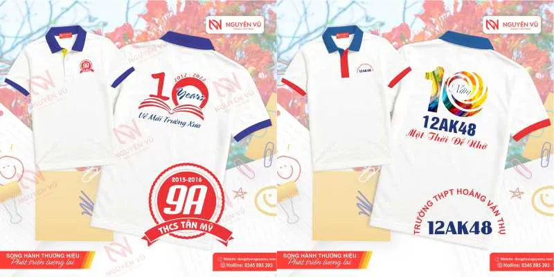 Mẫu áo kỷ niệm 10 năm ra trường thiết kế đẹp theo yêu cầu