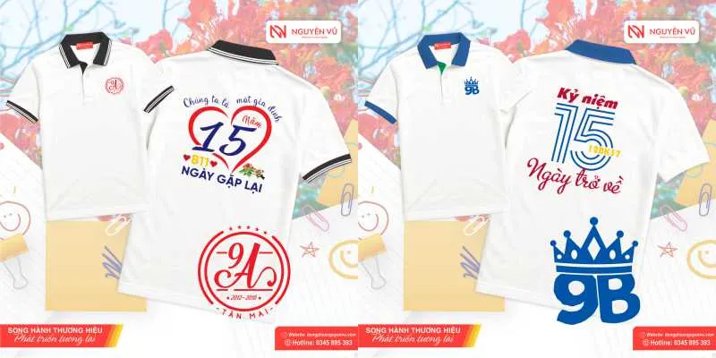 Mẫu áo kỷ niệm 15 năm ra trường thiết kế đẹp